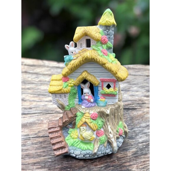 Vintage Easter Jubilee Lighted Easter Bunny Village House - Picture 2 of 10